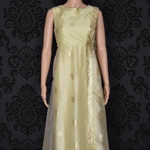 Women's Vintage 60s Yellow/Gold McDonald's Syracuse Sari Style Dress